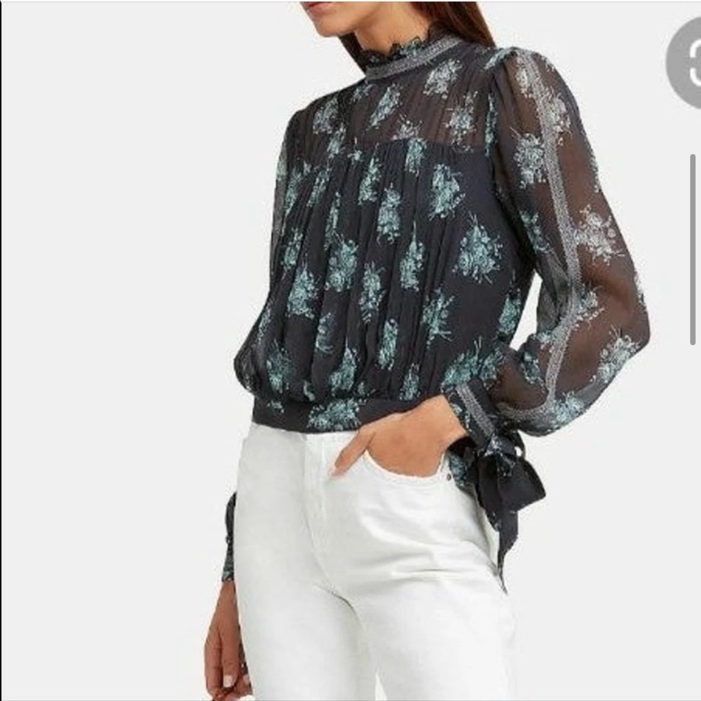 CINQ A SEPT Womens Black Floral Sleeveless Surplice Neckline Evening Blouse main image 1